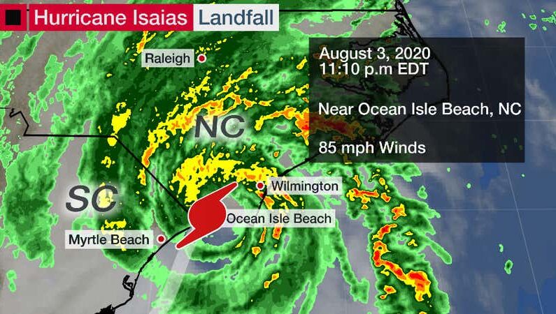 Hurricane Isaias makes N.C. landfall as Cat. 1