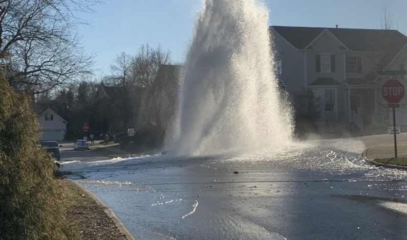 Water main break closes intersection